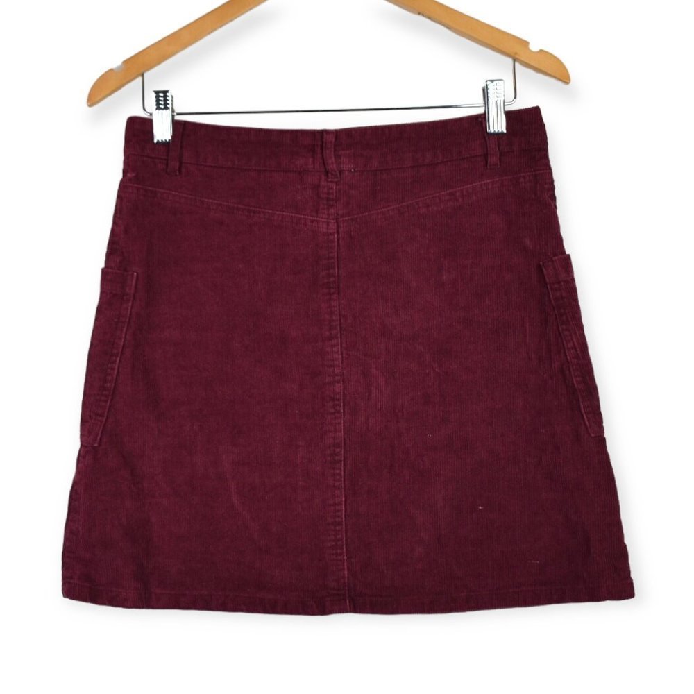 Altar'd State Skirt L Womens Front Zip Burgundy Corduroy Cotton Blend Holiday - Picture 4 of 10
